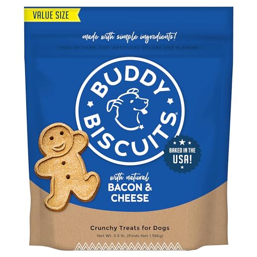 Buddy Biscuits 3.5 lbs. Bag of Crunchy Dog Treats Made with Bacon & Cheese