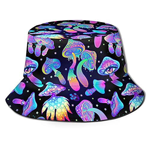 Mushrooms Bucket Hat Packable Summer Beach Sun Hat Fisherman Cap