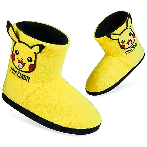 Pokemon Boys Slippers, Pikachu Bulbasaur Soft Kids Shoes, Gifts for Boys (Yellow, 4)