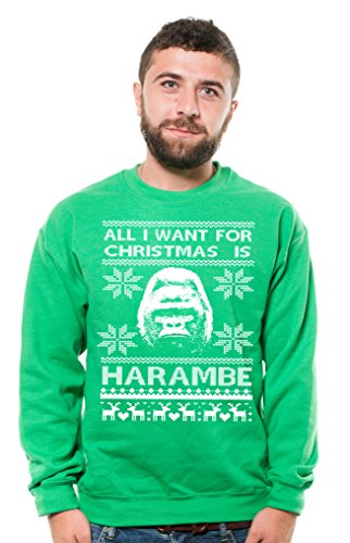 Silk Road Tees Harambe Sweatshirt Funny harambe Sweatshirt All I want for Christmas is Harambe Best Christmas internet meme fleece Medium Black