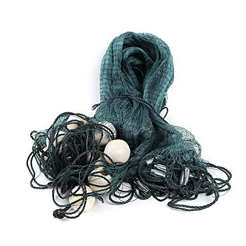 Heavy-Duty Polyethylene Fishing Net with Floats ~10'x65'/6.5'x33' Fishing Cast Monofilament Net Beach Seine Net ~ Green (6.5'x33')