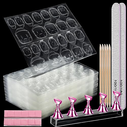 Teenitor 20 Sheet Nail Adhesive Tabs with Nail Stand for Press ons, Double Sided Press on Nail Tabs Nail Glue Stickers, Press on Nail Glue Tabs Sticky Nail Tabs, Adhesive Tabs for Nails with Nail File