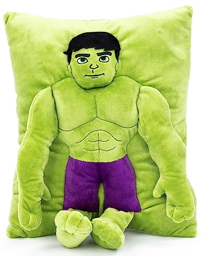 Jay Franco Marvel Spidey & His Amazing Friends Hulk 3D Snuggle Plush Pillow - Super Soft Green Avengers Pillow - Measures 15 Inches