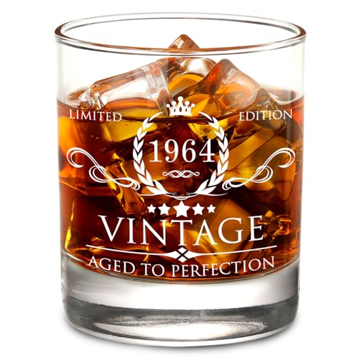 AOZITA 60th Birthday Gifts for Men - 60th Birthday Decorations for Men, Party Supplies - 60th Anniversary, Bday Gifts Ideas for Him, Dad, Husband, Friends - 11oz Whiskey Glass