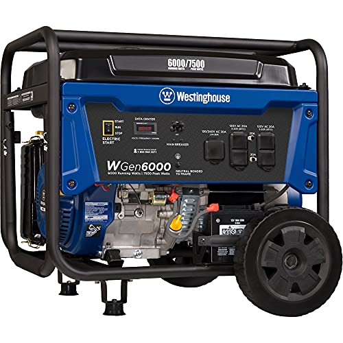 Westinghouse Outdoor Power Equipment 7500 Peak Watt Home Backup Portable Generator, Transfer Switch Ready 30A Outlet, Gas Powered