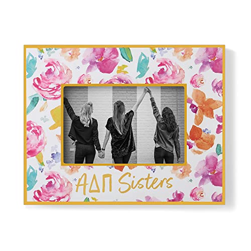 Sorority Shop Alpha Delta Pi Sister Picture Frames with Cute Floral Design, for 4' x 6' Pictures, ADP Sorority Gifts, Big Little Sorority Gift, Alpha Delta Pi Gifts for Women