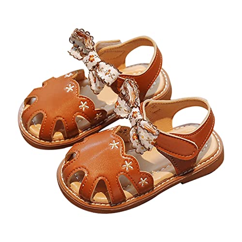 8QIDA Toddler Girl Sandals Lightweight Open Toe Cloud Shower Slippers Cushioned Thick Sole Girls Sandals Size 13 Little Girls Sandals Shoes For Toddler Little Big Kid (Brown, 6.5 Infant)