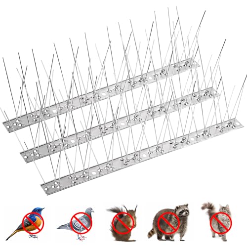 Bynccea Bird Spikes Stainless Steel Durable Bird Repellent for Small Birds, Poop-Disassembled Anti Bird Spikes Smooth Polishing Harmless Deterrent Nest Prevention Bird Off Spike Repellent