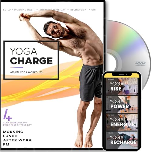 Yoga Charge - AM/PM Yoga Videos For Morning Yoga, Power Yoga For Weight Loss, Restorative Yoga, and Evening Yoga For Sleep | 4 Workouts With Stackable 15 Minute Yoga Routines To Build A Daily Habit