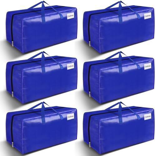 BlissTotes Moving Bags, Heavy Duty Moving Supplies & Storage Bags, Extra Large Packing Bags, Boxes with Tag Pockets, Collapsible Fold Flat Storage Totes, Alternative to Box and Bin, 93L, 6 Packs