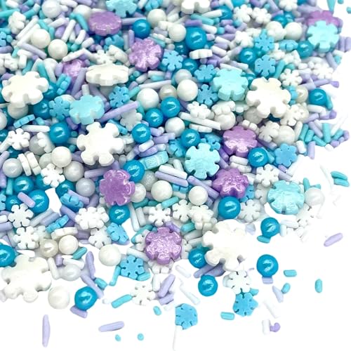 Sprinkles | Frozen in Sugar Sprinkle Mix | Blue Sprinkles | Confetti Sprinkles | Metallic Sprinkles | Snowflake Sprinkles | Cake Sprinkles (Pink purple blue)