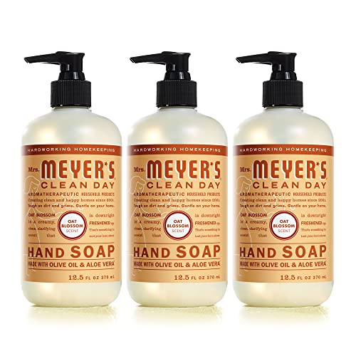 MRS. MEYER'S CLEAN DAY Hand Soap, Made with Essential Oils, Biodegradable Formula, Oat Blossom, 12.5 fl. oz - Pack of 3