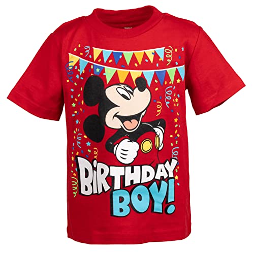 Disney Mickey Mouse Birthday Toddler Boys Graphic T-Shirt Mickey Red 4T