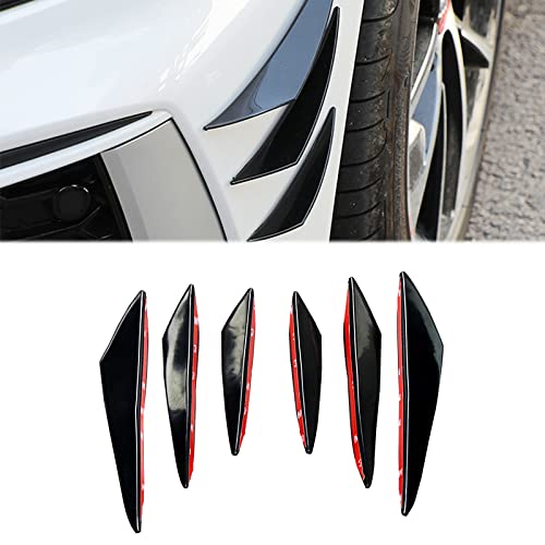 Jawmoy 6 PCS Car Spoiler, Car Front Bumper Lip Splitter, Carbon Fiber Spoiler, Car Body Auto Anti Collision Strip Decoration, Car Sticker (Glossy Black)