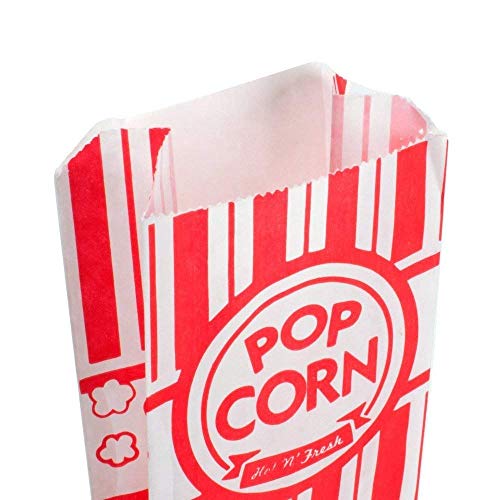 Carnival King Paper Popcorn Bags, Red/White, 100 Count (Pack of 1)