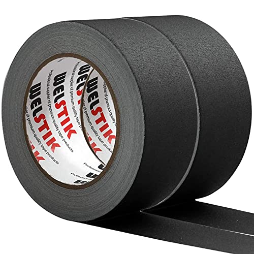 WELSTIK 2 Pack Black Gaffers Tape,2' X 33 Yards-10% Longer-Heavy Duty Gaffers Tape,Waterproof Matte Finish Gaff Tape,Residue Free,Non Reflective,Easy to Tear