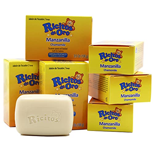 Ricitos de Oro Baby Cleansing Bar Soap with Extract Calming Effect, Chamomile, 6-Pack of 3.5 Oz Each Soap, 6 Soaps