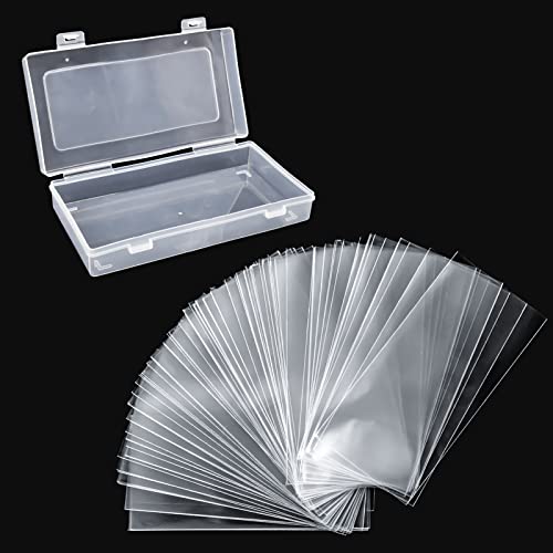 100 Pack Paper Money Holders with Plastic Storage Case, Clear Thicken Paper Money Currency Collection Sleeves Protector OPP Bag