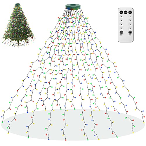 aneeway 400 LED Christmas Tree Lights, Christmas Lights with 8 Light Modes & Memory Function, 6.6FT x 16 String Lights with Timing Function & Remote Control for Christmas Ornaments - Multicolor