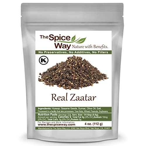 The Spice Way - Real Zaatar with Hyssop spice blend | 4 oz | (No Thyme that is used as an hyssop substitute). With sumac. No Additives, No Perservatives, (Za'atar/zatar/zahtar/zahatar/za atar)