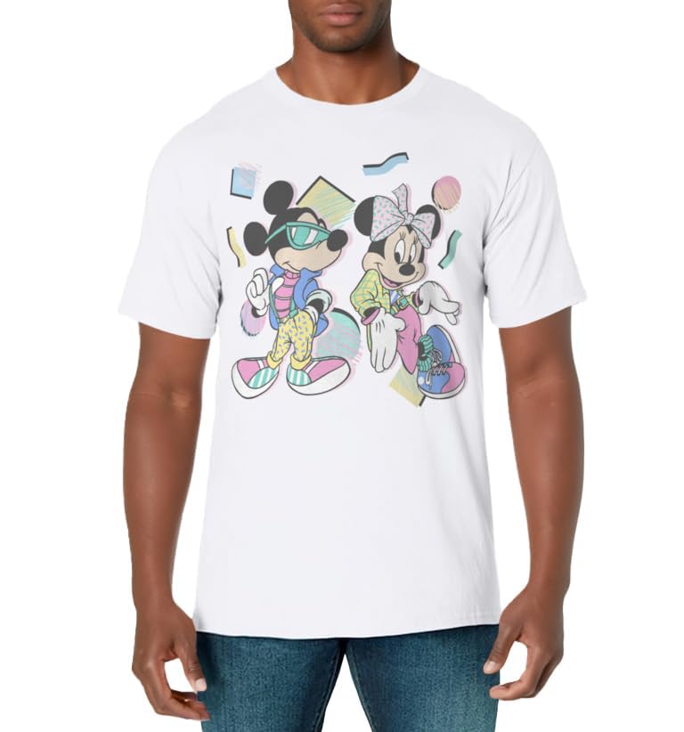 Disney Mickey And Friends Mickey & Minnie Retro 80's Style T-Shirt