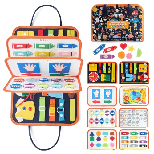 Freebear Busy Board Toddler Travel Toys Sensory Toys for Toddlers 1 2 3 4, Montessori Learning Toys for Toddlers Activities Board, Educational Toys for 3 4 Year Old Boys Girls Gift, Classic