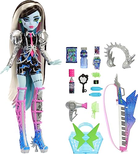 Monster High Doll, Amped Up Frankie Stein Rockstar with Instrument & Performance-Themed Accessories Like Headphones