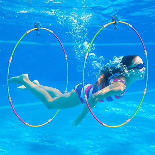 Pool Toys, Fun Swimming Pool Toys for Kids Diving Practice, Floating Toys for Kids Pool, Swim Thru Rings for Boys/Girls Ages 4-12 Birthday 2 Packs