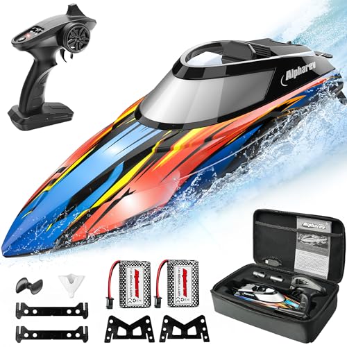 ALPHAREV RC Boats with Case - R308 20+ MPH Fast Remote Control Boat for Pool & Lake with 2 Batteries, 2.4GHz RC Boats for Adults & Kids, Summer Water Toys Birthday Gifts for Boys Teens