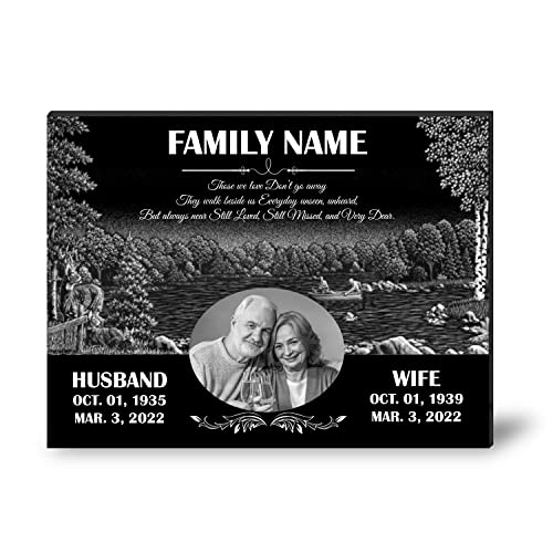 ADFSTONE 16x12 Double Headstones for Graves, Granite Memorial Plaque - Personalized Grave Markers, Grave Stones, Headstones for Cemetery - Flat Head Stone Monuments, Memory Plaques for Loved Ones Lost