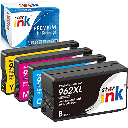 962XL Ink Cartridges Remanufactured Replacement for HP 962 Ink Cartridges Combo Pack for HP Officejet Pro 9010 9015 9025 9018 9020 Printer, 4 Pack 962xl for no E Printer Only