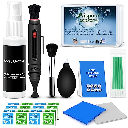 Aispour Camera Lens Cleaning Kit, 10-in-1 Camera Cleaning Kit, Camera Lens Cleaner and Camera Accessories, Includes Lens Cleaning Kit/Lens Cleaner/Lens Cleaning Pen/Soft Brush