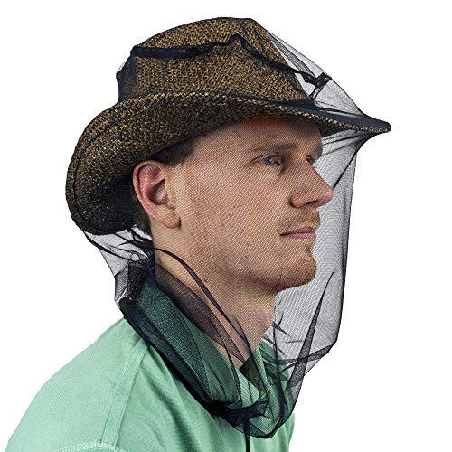 Mosquito Head Net for Insect, Fly & Bug Protection - Quality Mesh Netting for Travel, Camping, Gardening, Safari & Fishing - Fits All Type of Hats for Men & Women