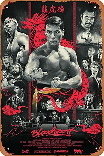 Hofarkows Bloodsport 1988 Classic Movie Tin Sign Vintage Metal Sign for Wall Decor Gift for Men Women Metal Poster 8x12 Inch