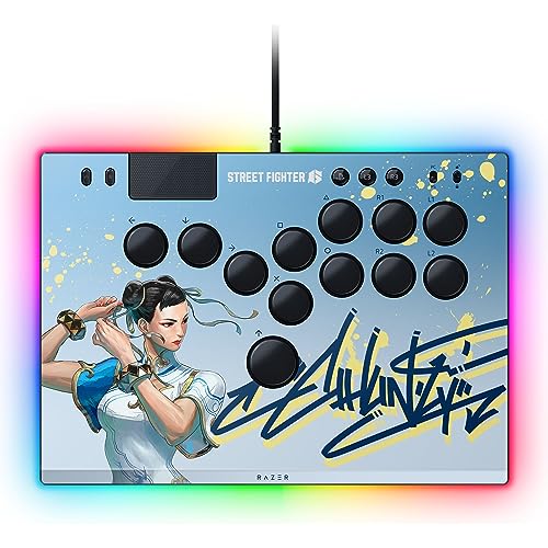 Razer Kitsune All-Button Arcade Controller: For PS5 / PlayStation 5 & PC - Low-Profile Optical Switches - Slim Form Factor - Removable Top Plate - Chroma RGB Lighting - USB Type C - Chun-Li Edition