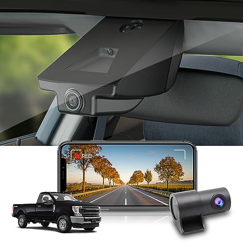 Fitcamx Used 4K Front and Rear Dash Cam for 2011-2022 Ford F250 F350 XL XLT (DZ-00455), OEM Look, 2160P+1080P HD Video, WiFi & APP, Loop Recording, G-Sensor, Easy to Operate, NO SD Card