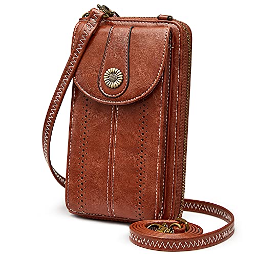 S-ZONE Women RFID Blocking Crossbody Cell Phone Purse Small Faux Leather Wallet Purse