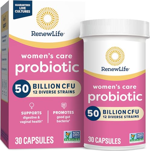 Renew Life Women's Probiotic Capsules, 50 Billion CFU Guaranteed, Supports Vaginal, Urinary, Digestive and Immune Health*, L. Rhamnosus GG, Dairy, Soy and gluten-free, 30 Count