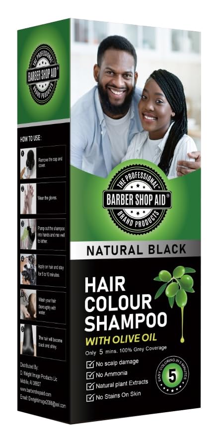 Barber Shop Aid Hair Colour Shampoo Natural Black 6.7 Fl Oz (Pack of 1)