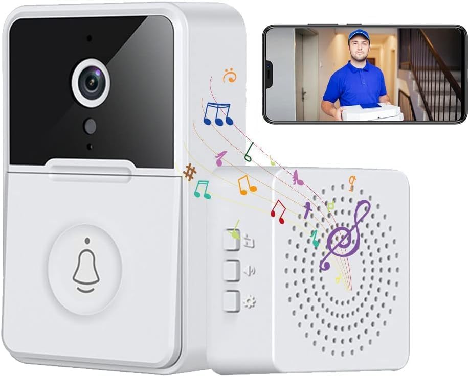 IOKO& Smart Wireless Remote Video Doorbell Camera, Intelligent Visual Doorbell HD Night Vision WiFi Rechargeable Security Doorbell Cameras,Two-Way Calls,Photo,Recording,APP Control