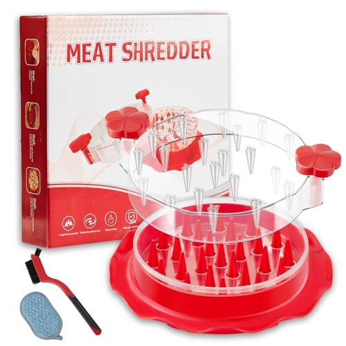 LIDIFC Chicken Shredder,Chicken Breast Shredder Tool Twist,Transparent Lid,Large Meat Shredder Machine - Ergonomic Handle,Dishwasher Safe,Anti-slip,Cleaning Brush,Heat Resistant,BPA Free