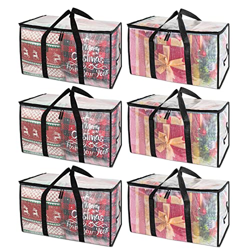 BALEINE 6-Pack Oversized Moving Bags with Reinforced Handles, Heavy-Duty Storage Tote for Clothes, Moving Supplies (Clear, 6-Pack)