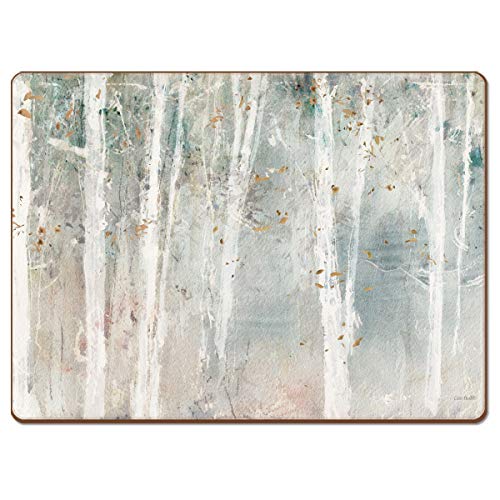 Cala Home Woodland Walk Decorative Hardboard Cork Back Tabletop Placemats 4 Pack Manufactured in the USA Heat Tolerant and Easily Wipes Clean