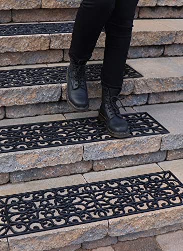 FINEHOUS Rubber Stair Treads Non-Slip Outdoor 35”x10” (5-Pack) – Anti-Slip Step Mat