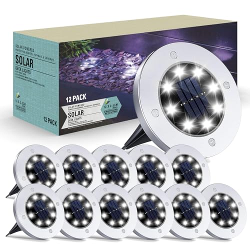 Cvosua Solar Outdoor Lights 12Packs, Solar Lights for Outside, Waterproof, Solar Garden Lights Landscape Lighting, In Ground Lights for Patio Pathway Lawn Yard Deck Driveway Walkway