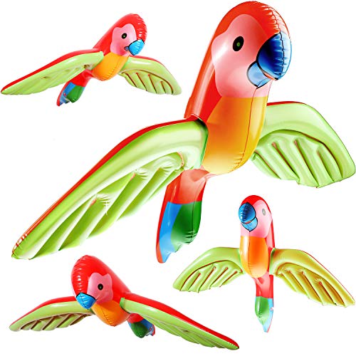 meekoo Inflatable Flying Parrot Inflatable Parrot Decorations for Tropical Party Gift Luau Decoration (4 Pcs)