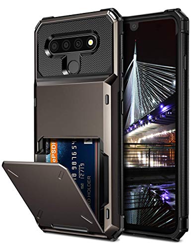 Vofolen Case for LG Stylo 6 Case Wallet [4-Card Pocket] Credit Card Holder ID Slot Anti-Scratch Dual Layer Protective Bumper Rubber Armor Non-Slip Hard Shell Cover Case for LG Stylo 6 -Gun Metal