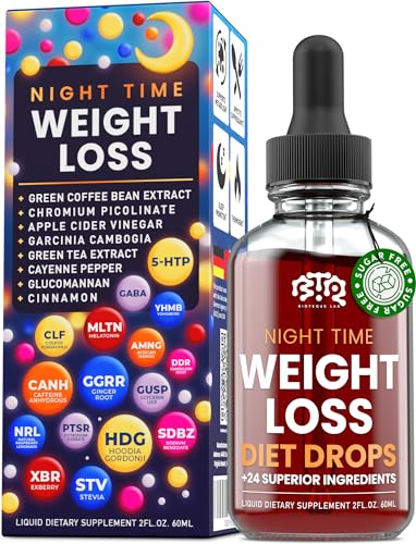 BIOTEQUELAB 2M3M New Night Time Weight Loss Diet Drops - Appetite Control, Fat Burner, Metabolism Booster - Apple Cider Vinegar - Cinnamon - Cayenne Pepper… (Brown)