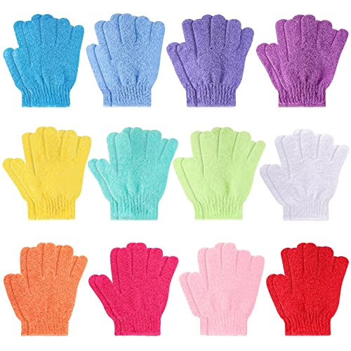BTYMS 24 Pcs Shower Exfoliating Gloves Hand Exfoliating Glove Body Scrubber Loofah Washing Gloves for Shower, Spa, Massage and Body Scrubs, Dead Skin Cell Remover