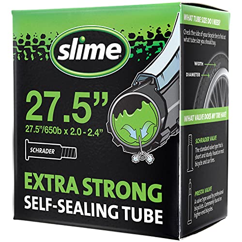 Slime 30088 Bike Inner Tube with Slime Puncture Sealant, Extra Strong, Self Sealing, Prevent and Repair, Schrader Valve, 27.5 (650b) x 2.0-2.4